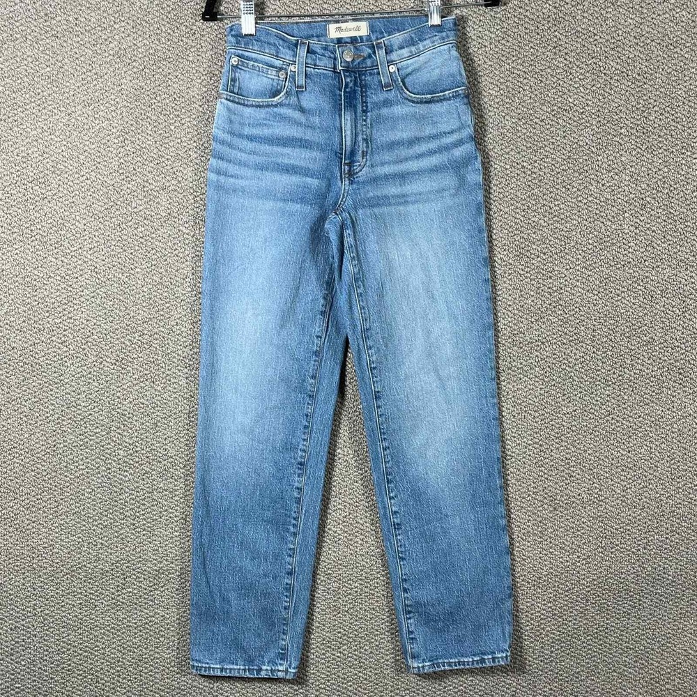 Madewell Perfect Vintage Straight Jeans Womens 24 Blue Denim Mid‎ Rise Pockets